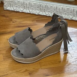 Torrid Scalloped Edge Gray Wedge Sandals